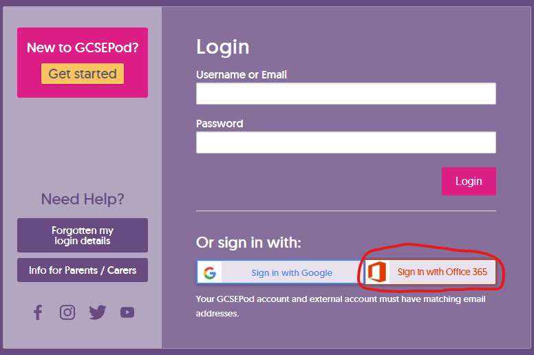 GCSE Pod login instructions